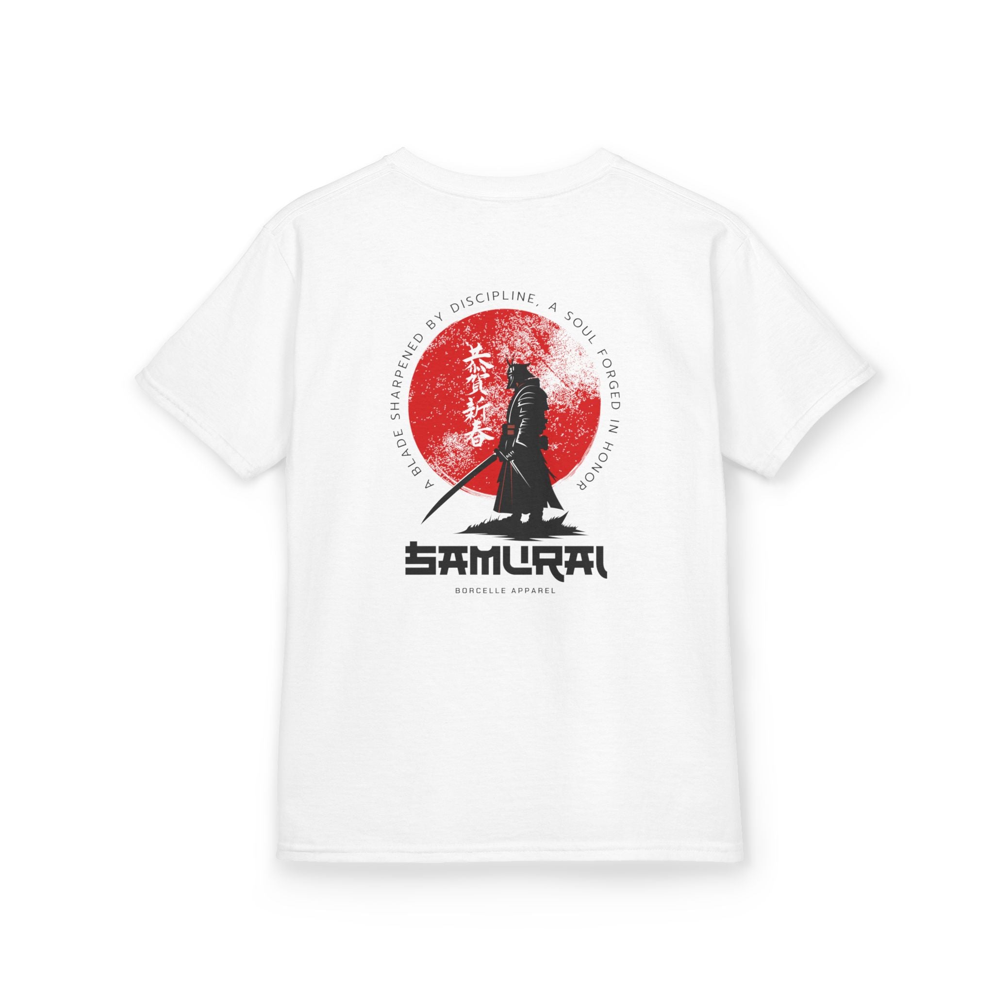 Kids Samurai T‑Shirt — Red Sun Anime Warrior Graphic Tee