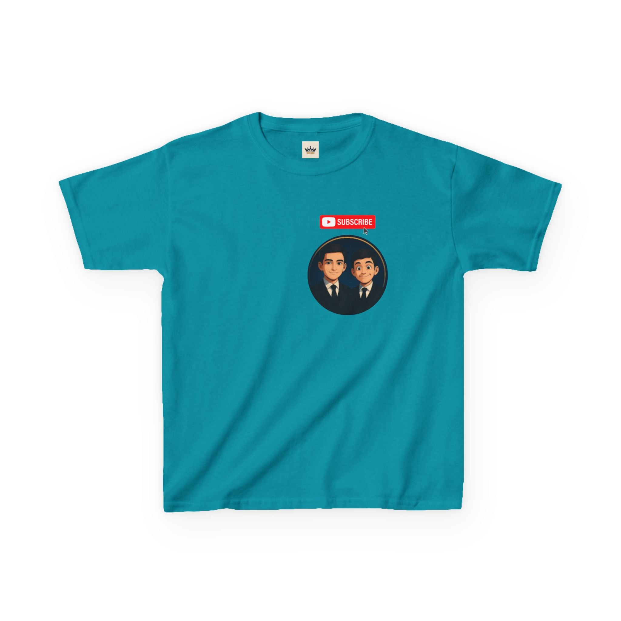 Kids Tee — Cute Cartoon Duo with "Subscribe" Badge (YouTube Fan Gift)