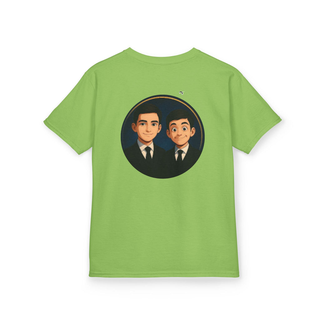 Kids Tee — Cute Cartoon Duo with "Subscribe" Badge (YouTube Fan Gift)