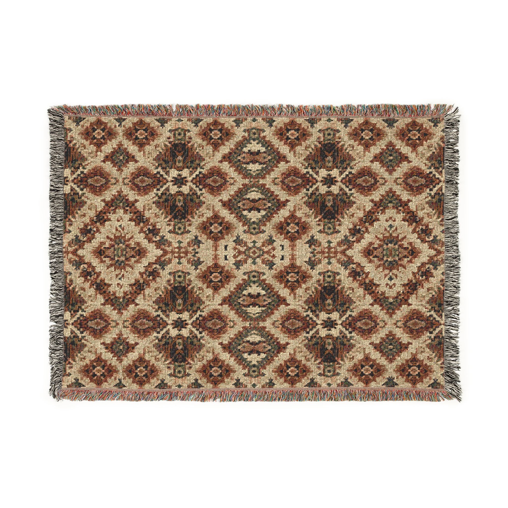 Bohemian Woven Blanket - Vintage Aztec Pattern Throw for Living Room & Cabin