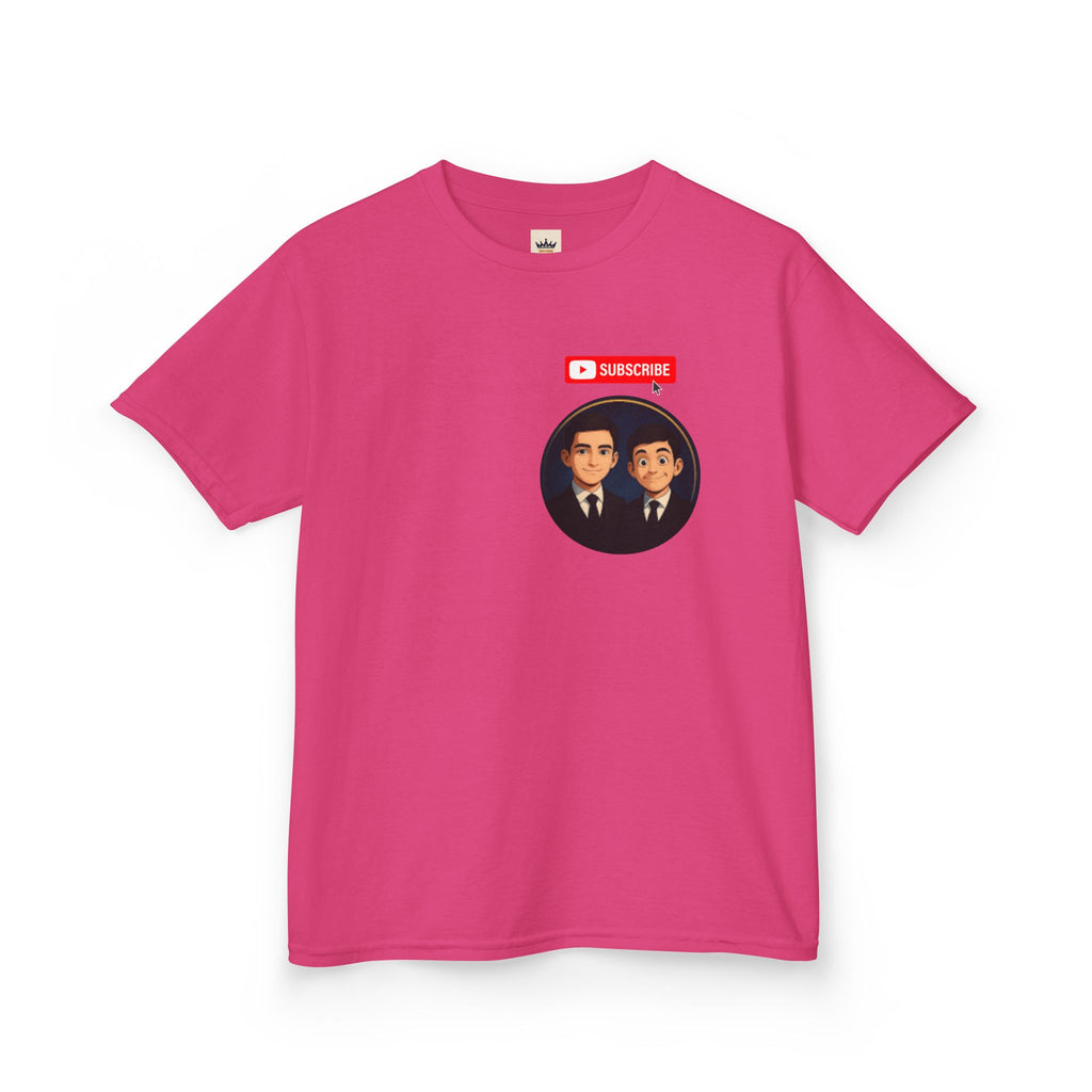 Kids Tee — Cute Cartoon Duo with "Subscribe" Badge (YouTube Fan Gift)