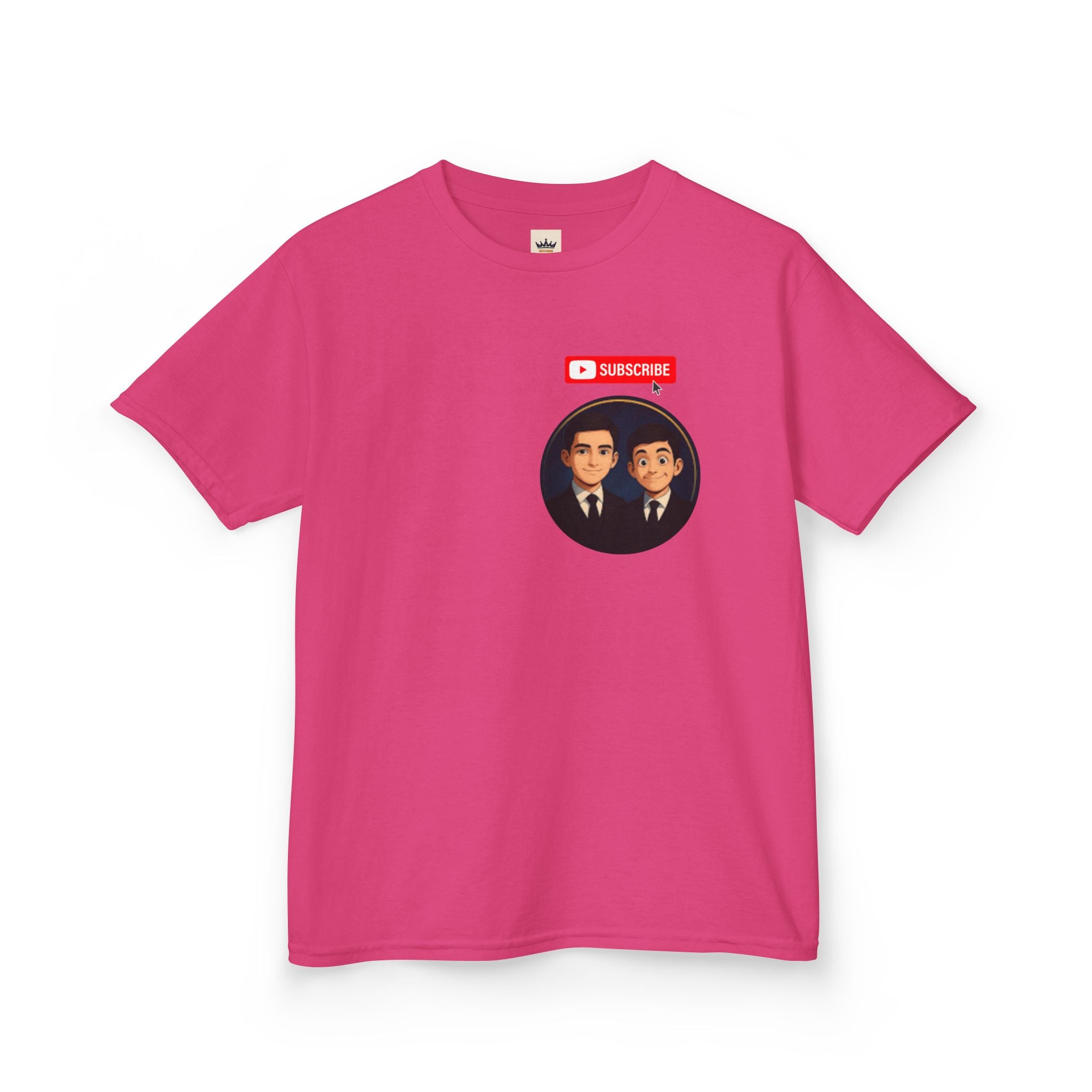 Kids Tee — Cute Cartoon Duo with "Subscribe" Badge (YouTube Fan Gift)