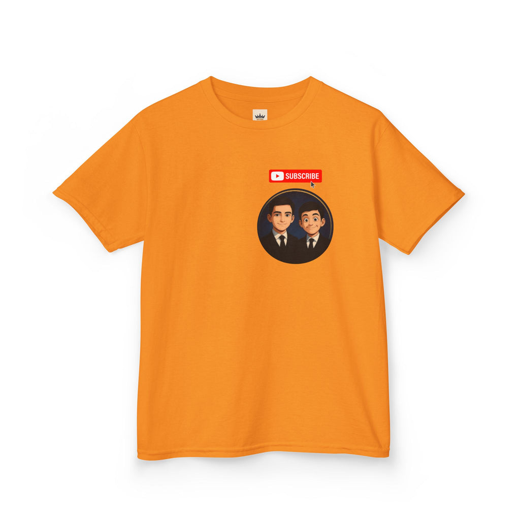 Kids Tee — Cute Cartoon Duo with "Subscribe" Badge (YouTube Fan Gift)