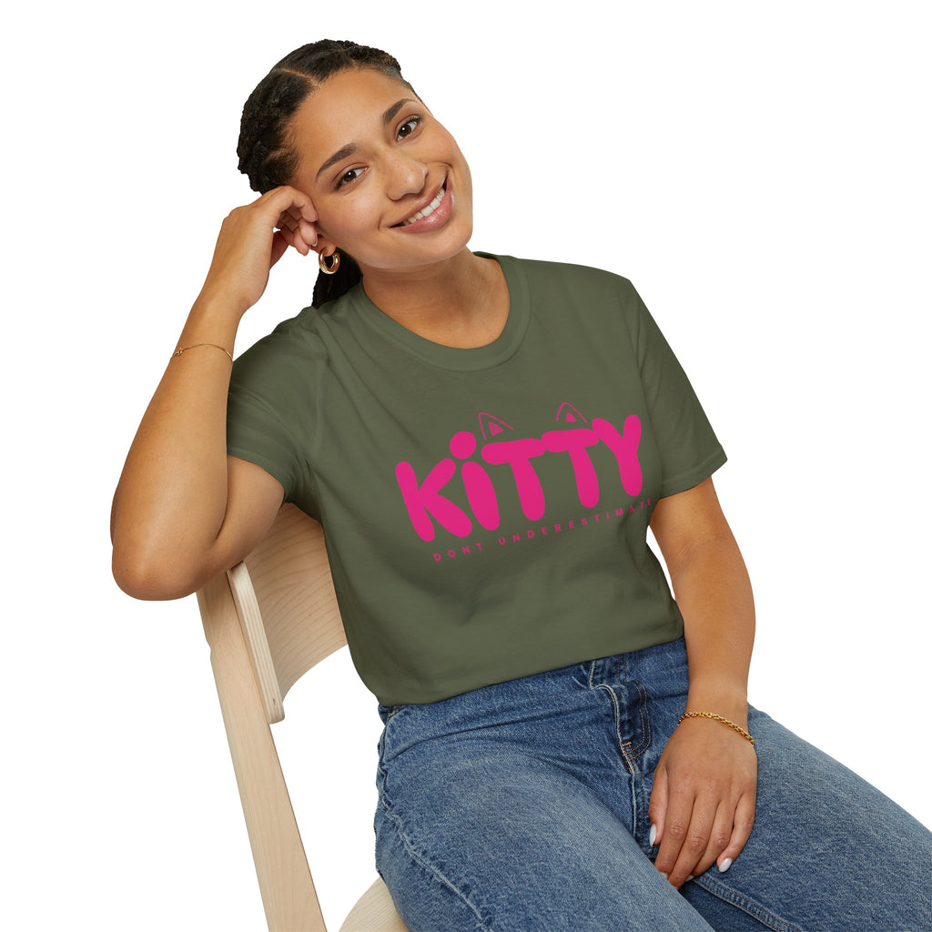 Kitty "Don't Underestimate Me" T-Shirt — Cute Pink Cat Graphic Tee