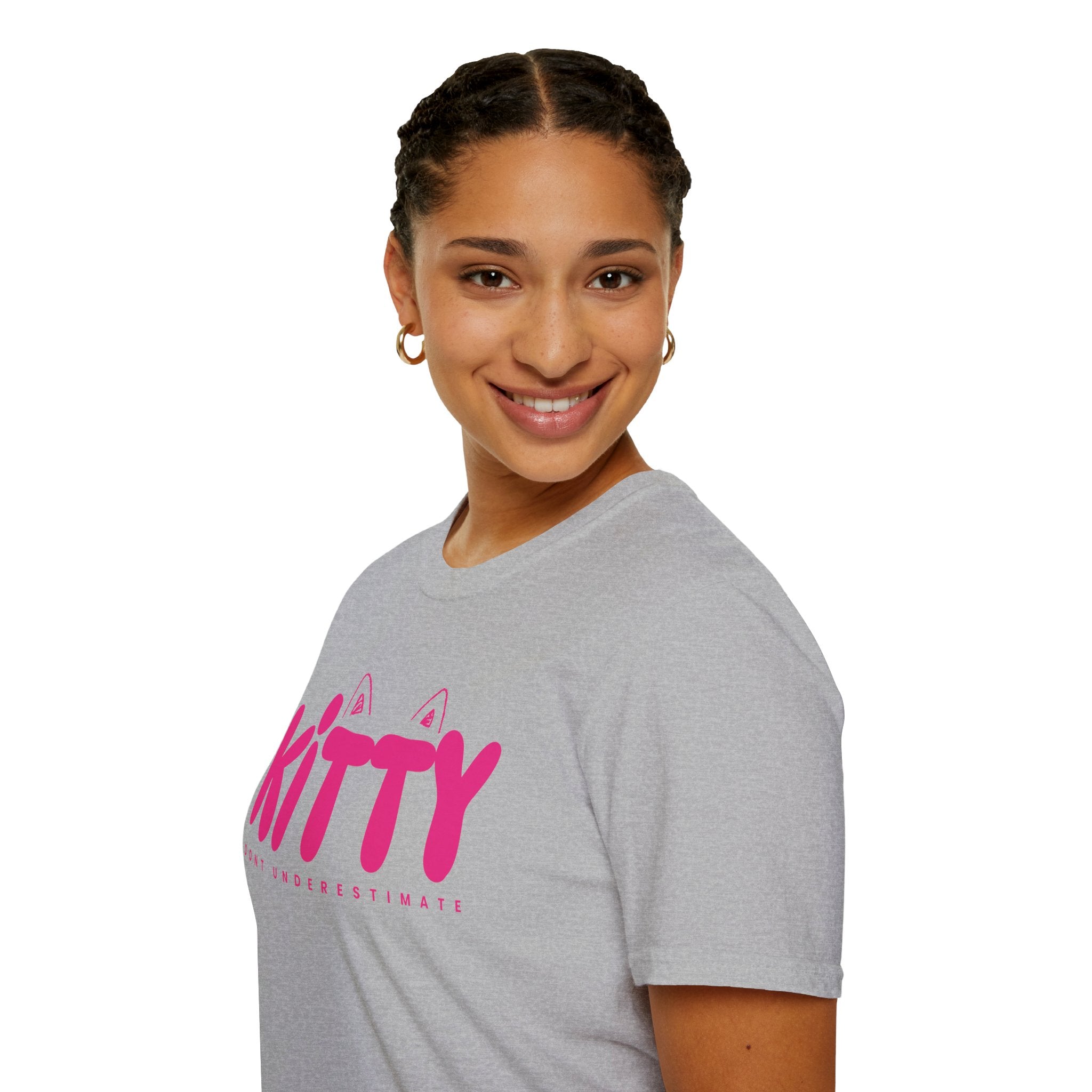 Kitty "Don't Underestimate Me" T-Shirt — Cute Pink Cat Graphic Tee