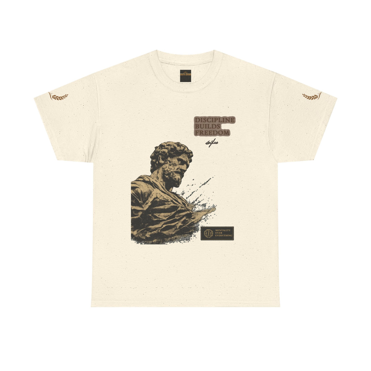 Motivational Statue Graphic Tee — "Discipline Builds Freedom" Inspirational Shirt
