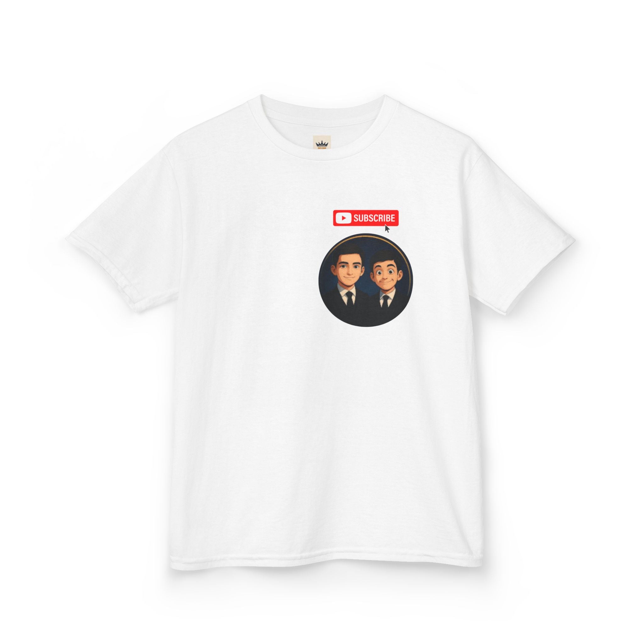 Kids Tee — Cute Cartoon Duo with "Subscribe" Badge (YouTube Fan Gift)