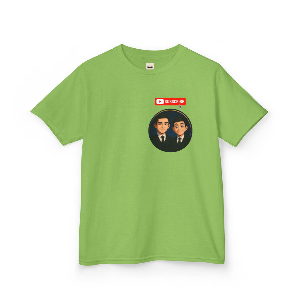 Kids Tee — Cute Cartoon Duo with "Subscribe" Badge (YouTube Fan Gift)