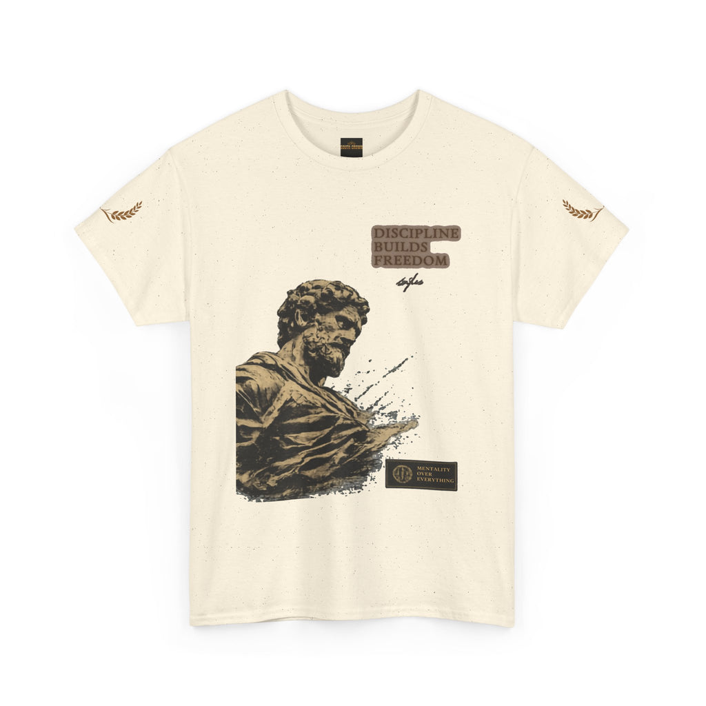 Motivational Statue Graphic Tee — "Discipline Builds Freedom" Inspirational Shirt