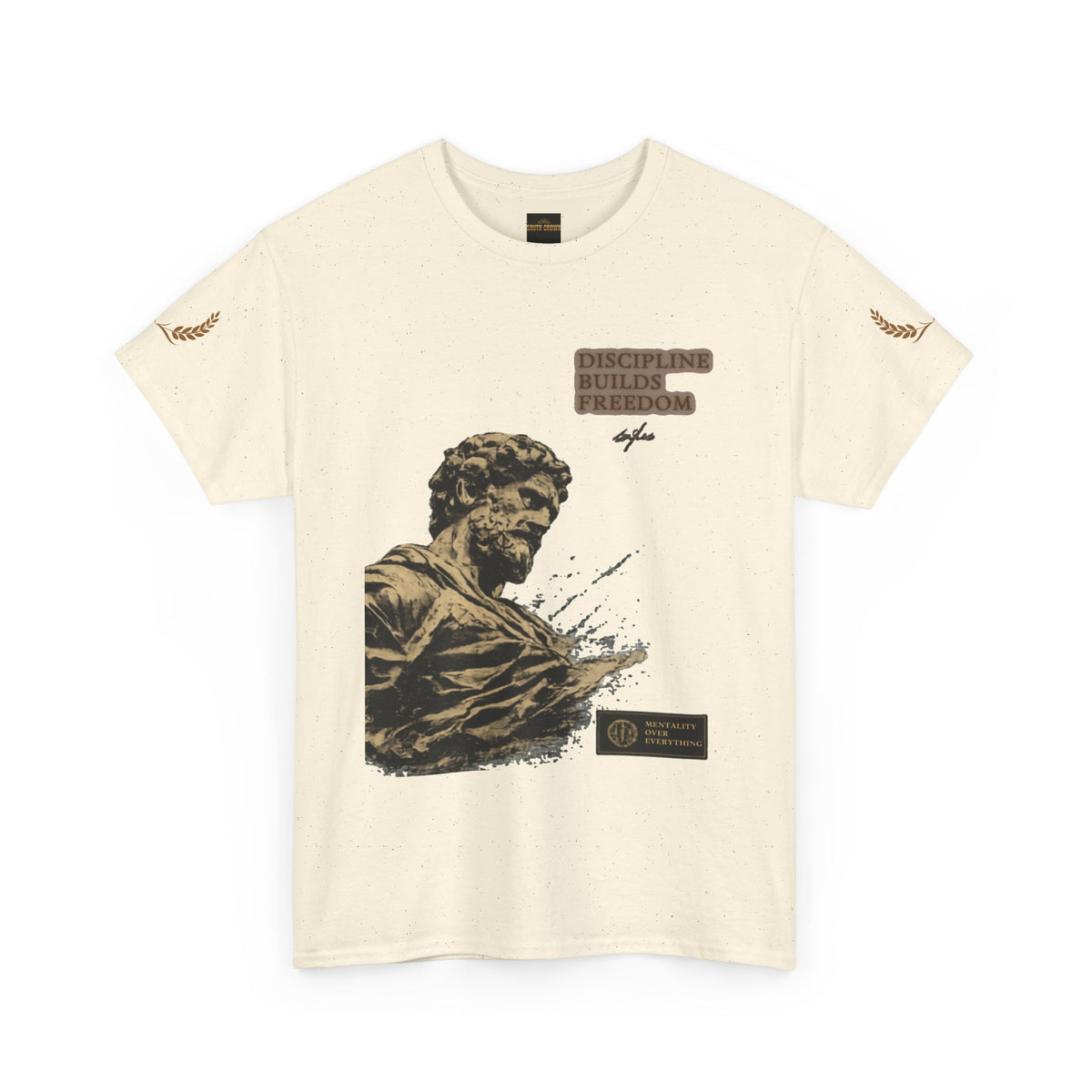 Motivational Statue Graphic Tee — "Discipline Builds Freedom" Inspirational Shirt