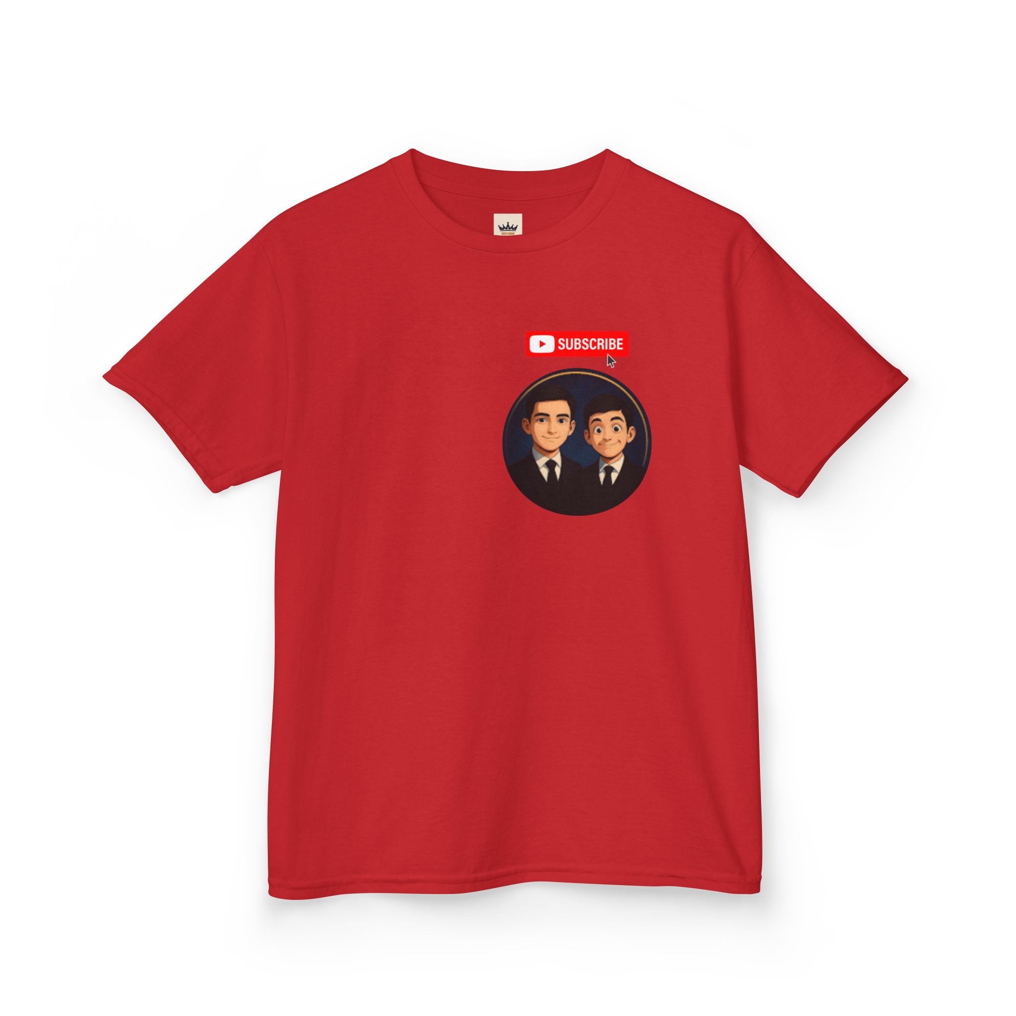 Kids Tee — Cute Cartoon Duo with "Subscribe" Badge (YouTube Fan Gift)