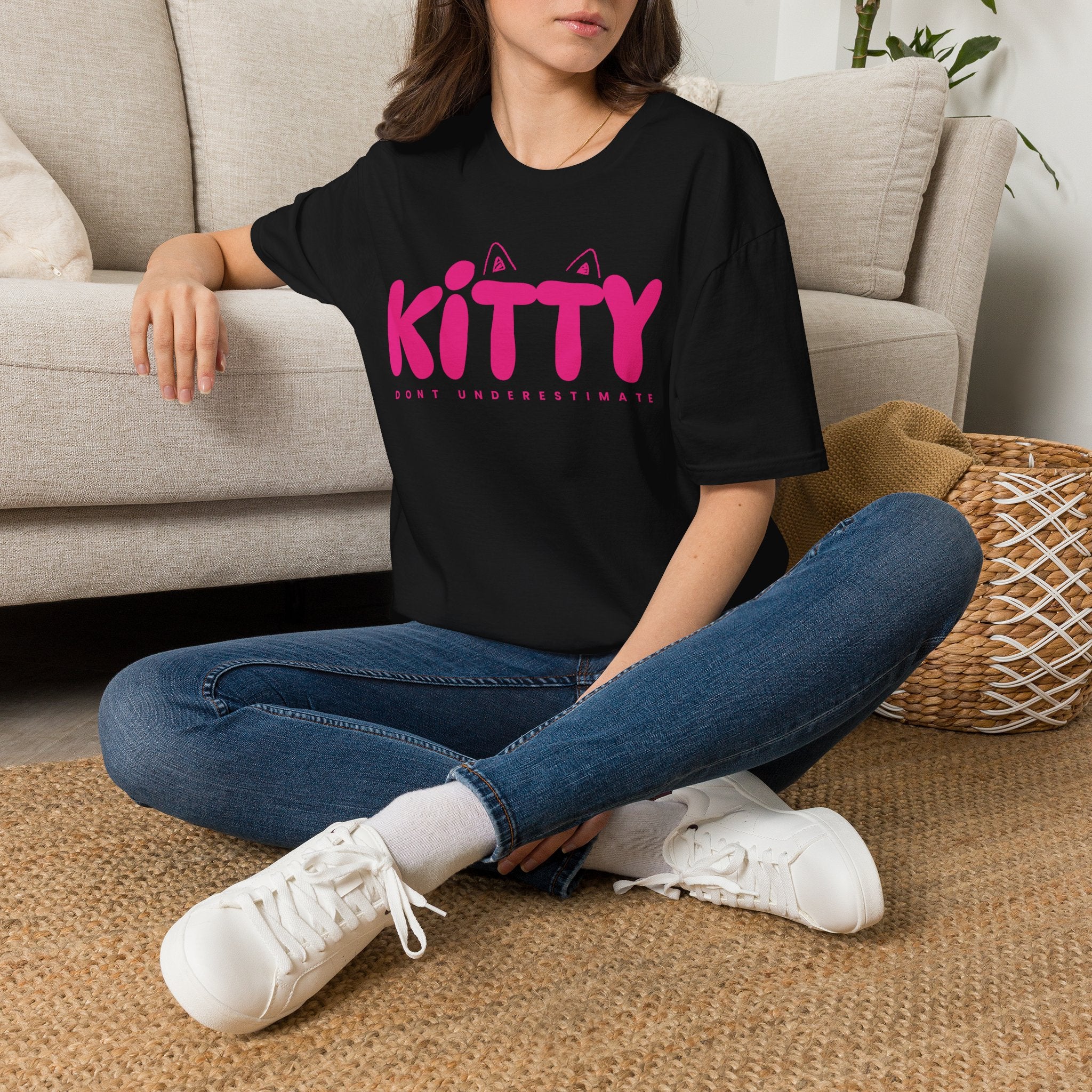 Kitty "Don't Underestimate Me" T-Shirt — Cute Pink Cat Graphic Tee