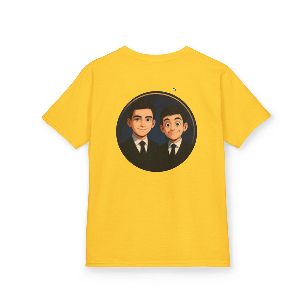 Kids Tee — Cute Cartoon Duo with "Subscribe" Badge (YouTube Fan Gift)