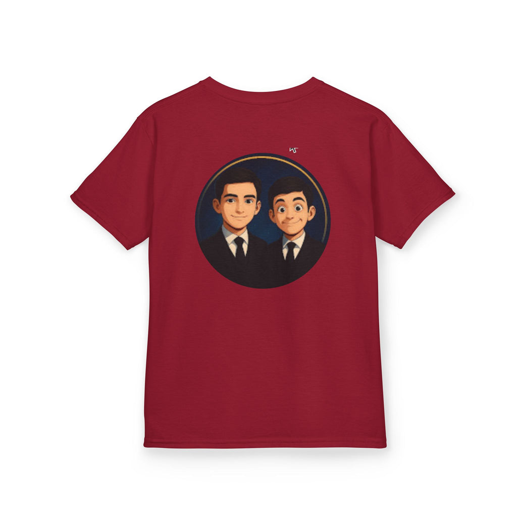 Kids Tee — Cute Cartoon Duo with "Subscribe" Badge (YouTube Fan Gift)