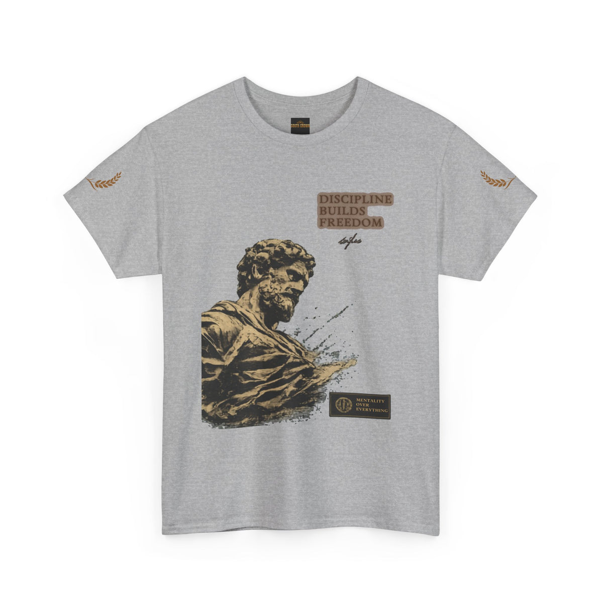 Motivational Statue Graphic Tee — "Discipline Builds Freedom" Inspirational Shirt
