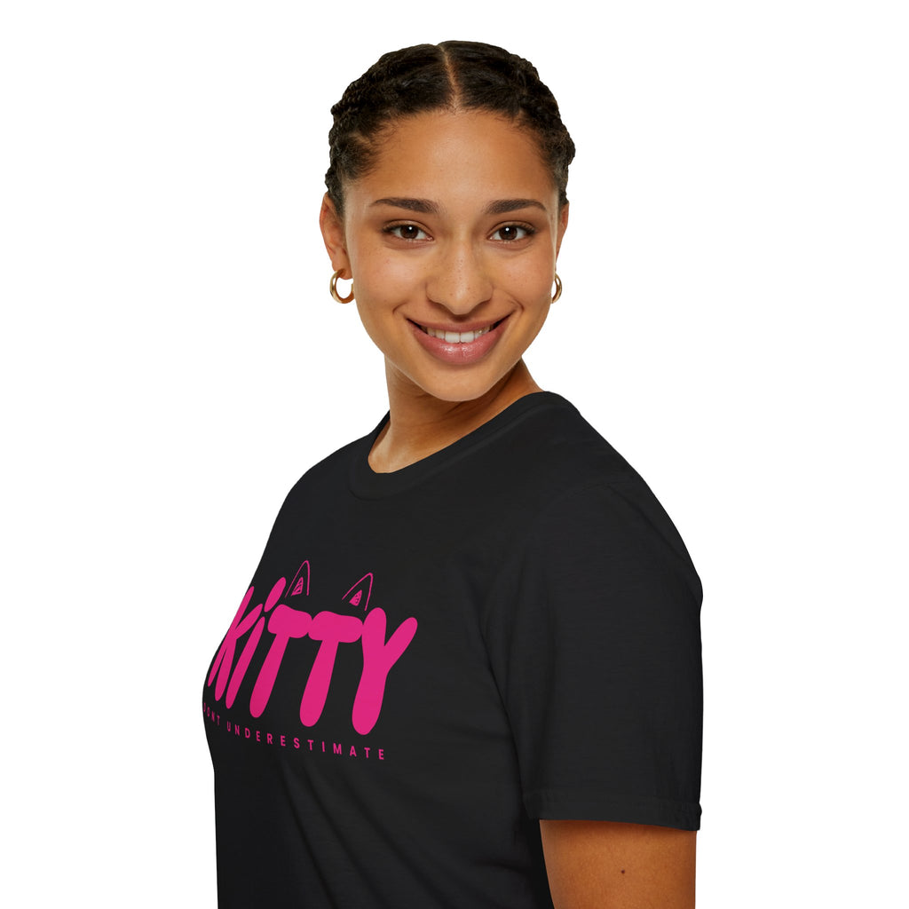 Kitty "Don't Underestimate Me" T-Shirt — Cute Pink Cat Graphic Tee