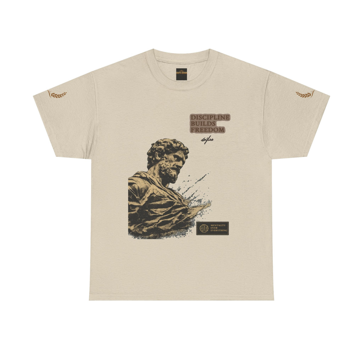 Motivational Statue Graphic Tee — "Discipline Builds Freedom" Inspirational Shirt