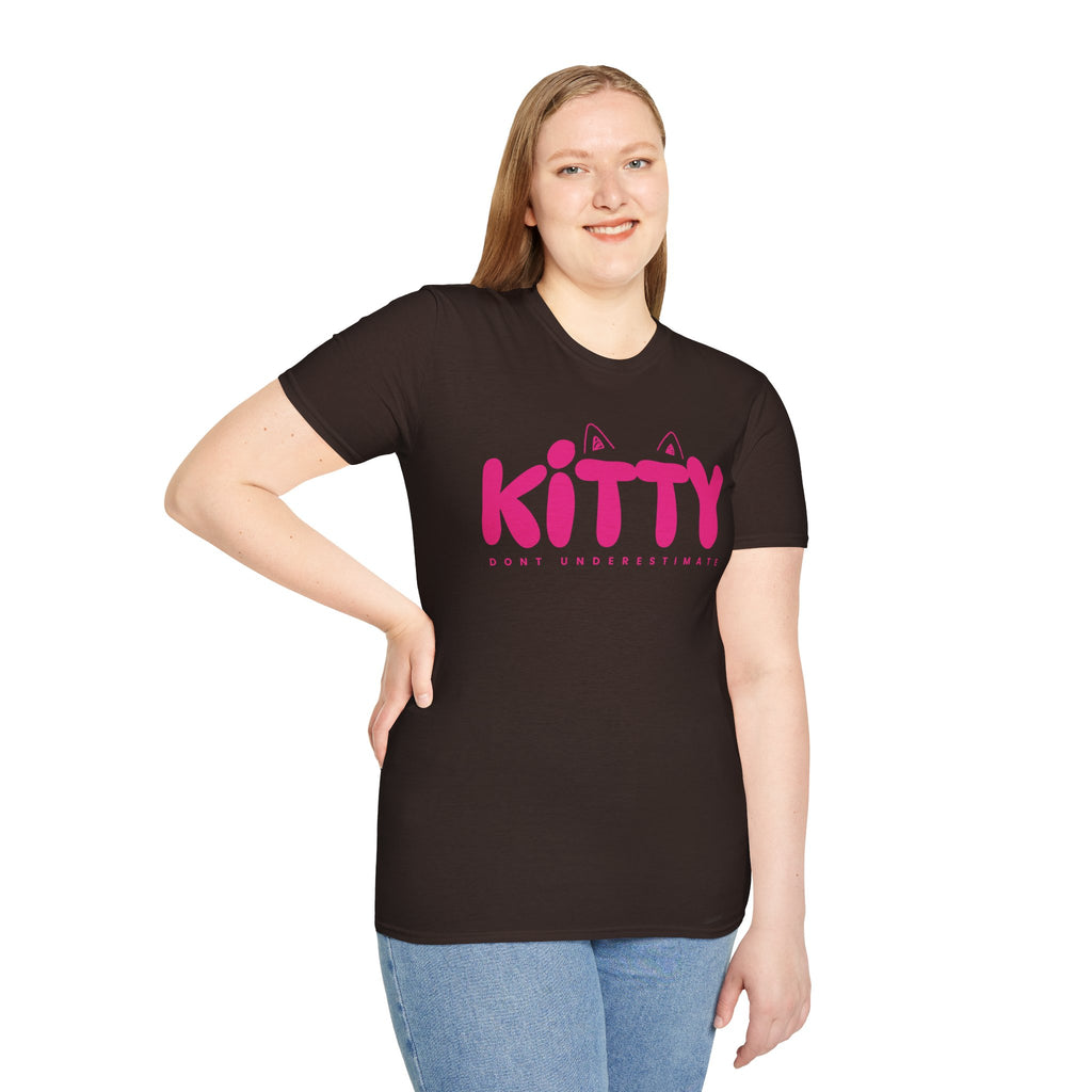 Kitty "Don't Underestimate Me" T-Shirt — Cute Pink Cat Graphic Tee