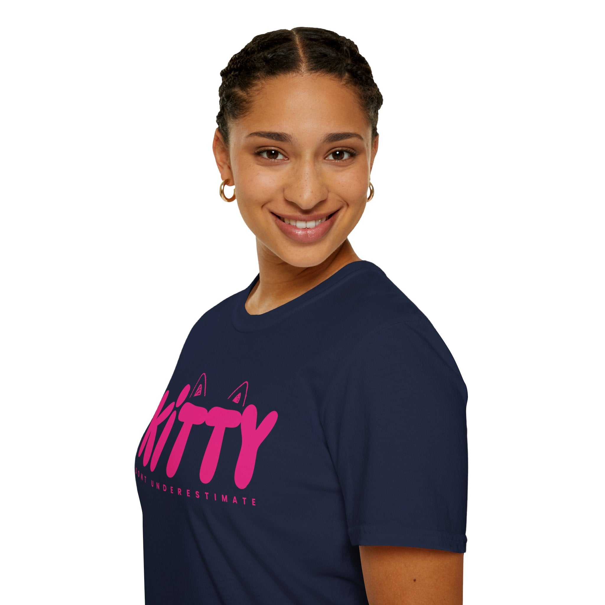 Kitty "Don't Underestimate Me" T-Shirt — Cute Pink Cat Graphic Tee