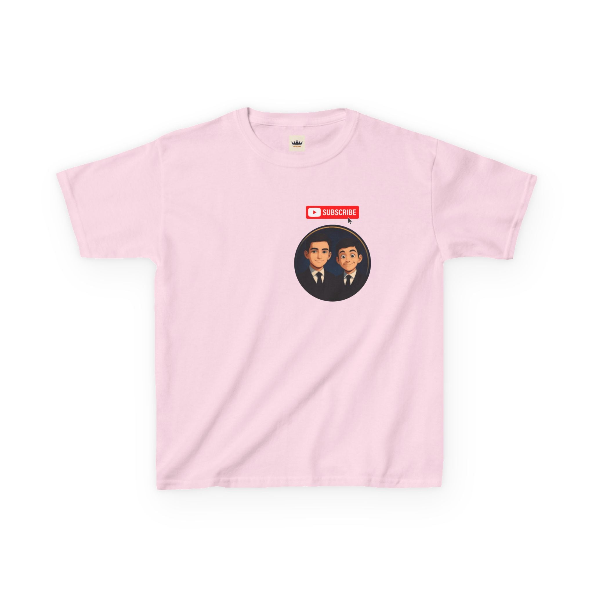 Kids Tee — Cute Cartoon Duo with "Subscribe" Badge (YouTube Fan Gift)