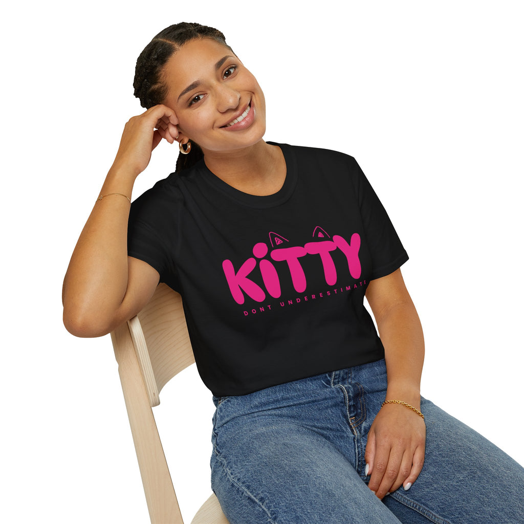 Kitty "Don't Underestimate Me" T-Shirt — Cute Pink Cat Graphic Tee