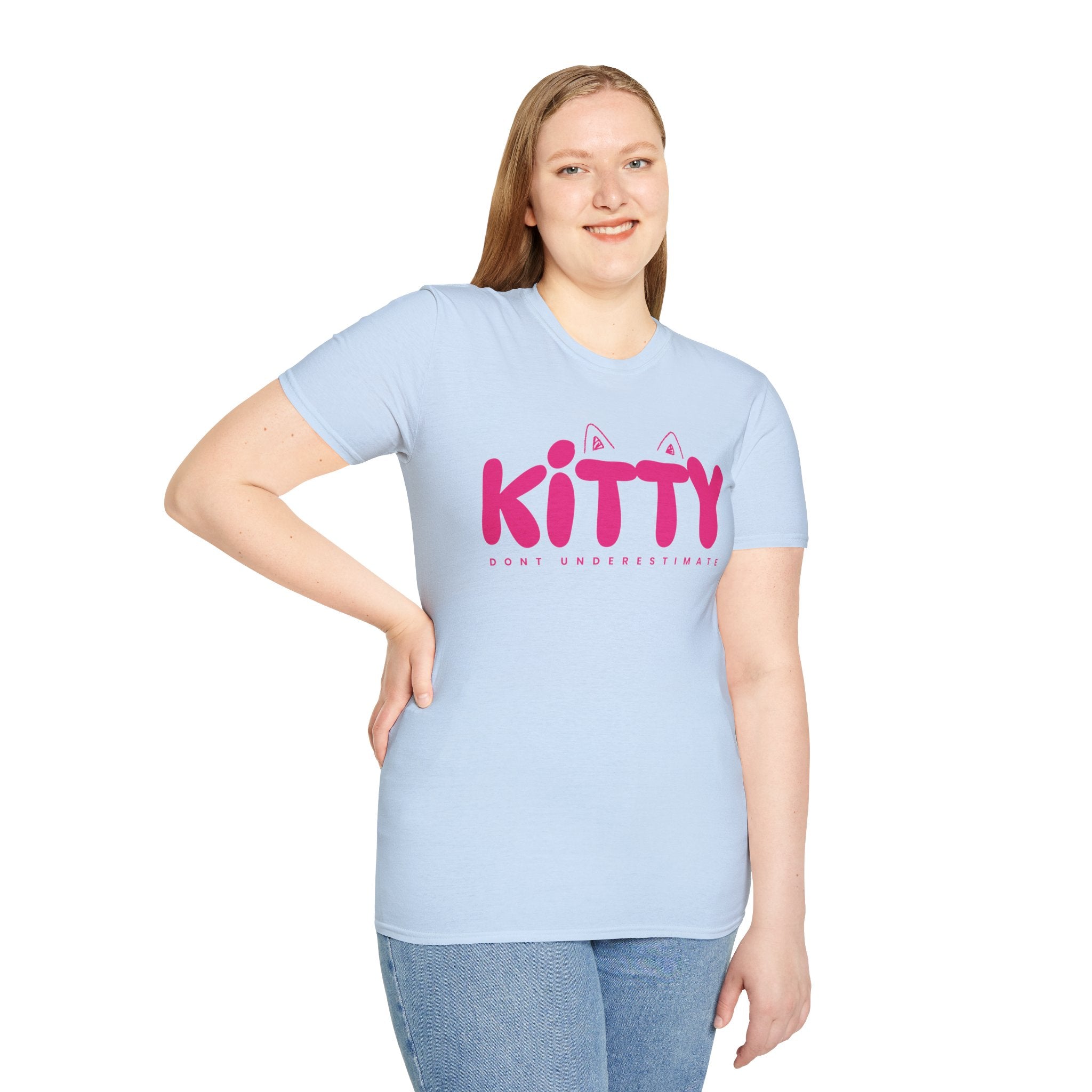 Kitty "Don't Underestimate Me" T-Shirt — Cute Pink Cat Graphic Tee