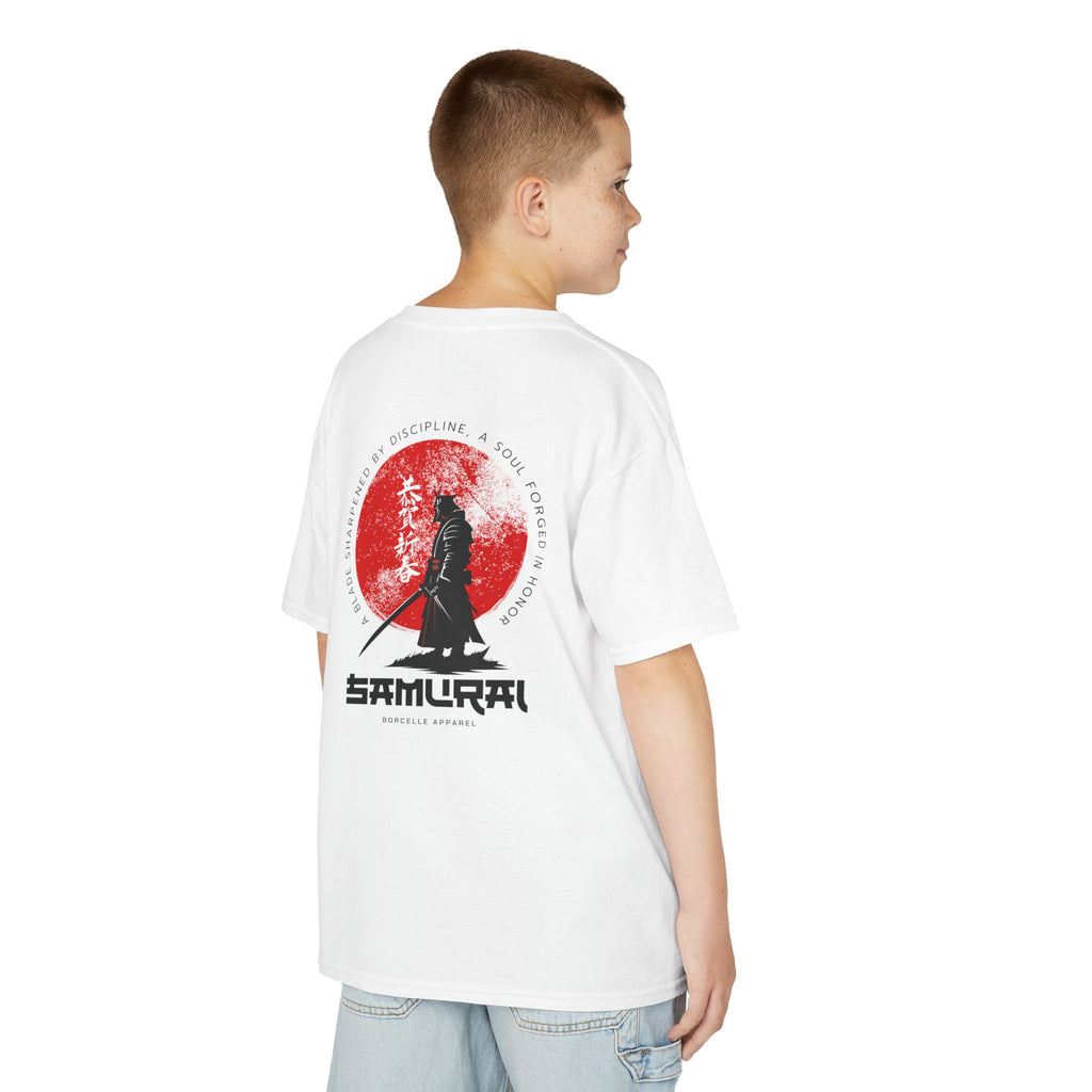 Kids Samurai T‑Shirt — Red Sun Anime Warrior Graphic Tee