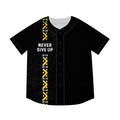 Baseball Jersey — 'Never Give Up' Motivational Black & Yellow All-Over Print