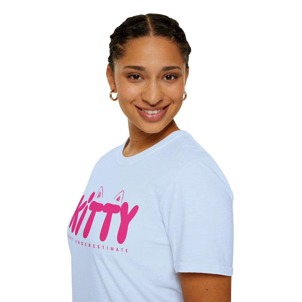Kitty "Don't Underestimate Me" T-Shirt — Cute Pink Cat Graphic Tee