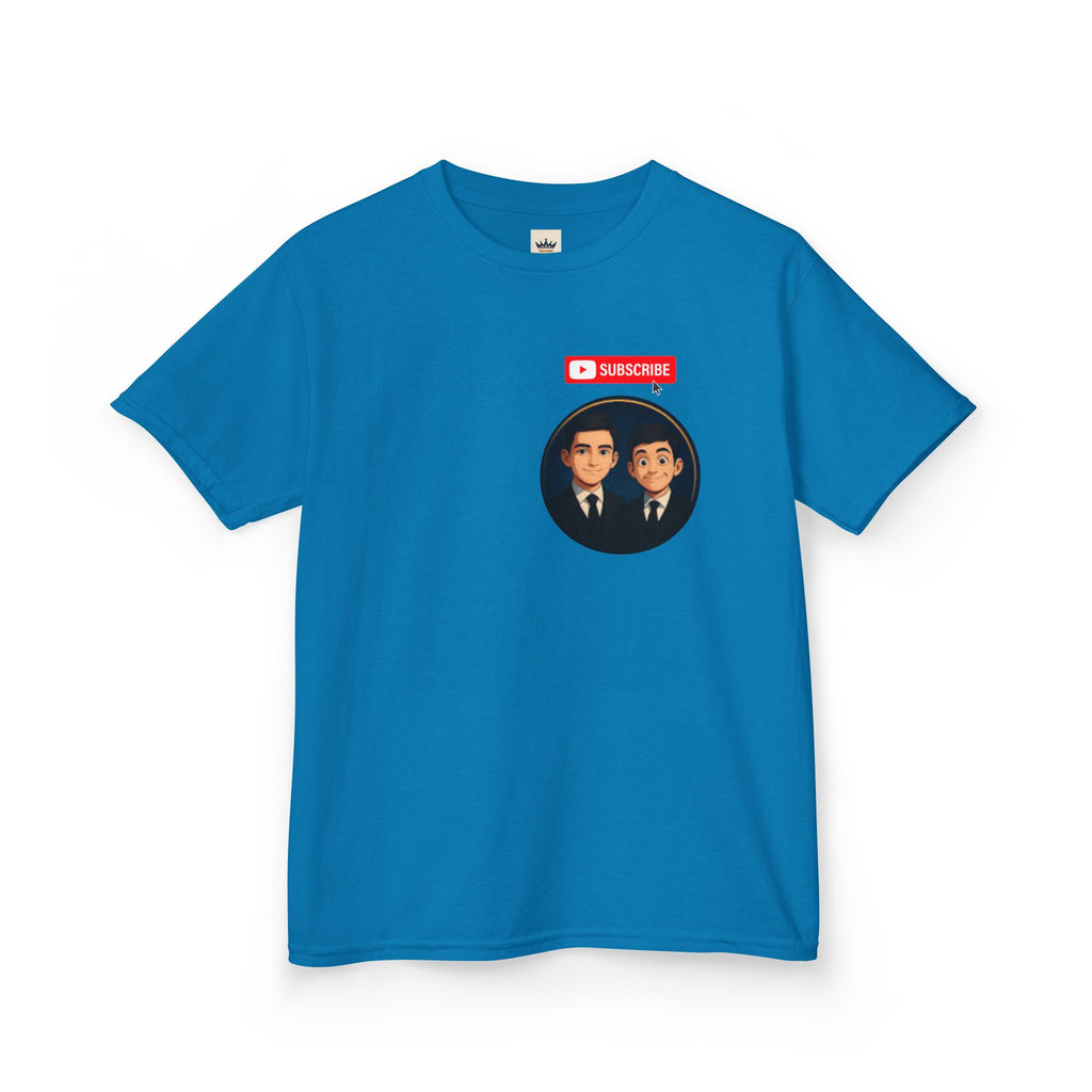 Kids Tee — Cute Cartoon Duo with "Subscribe" Badge (YouTube Fan Gift)