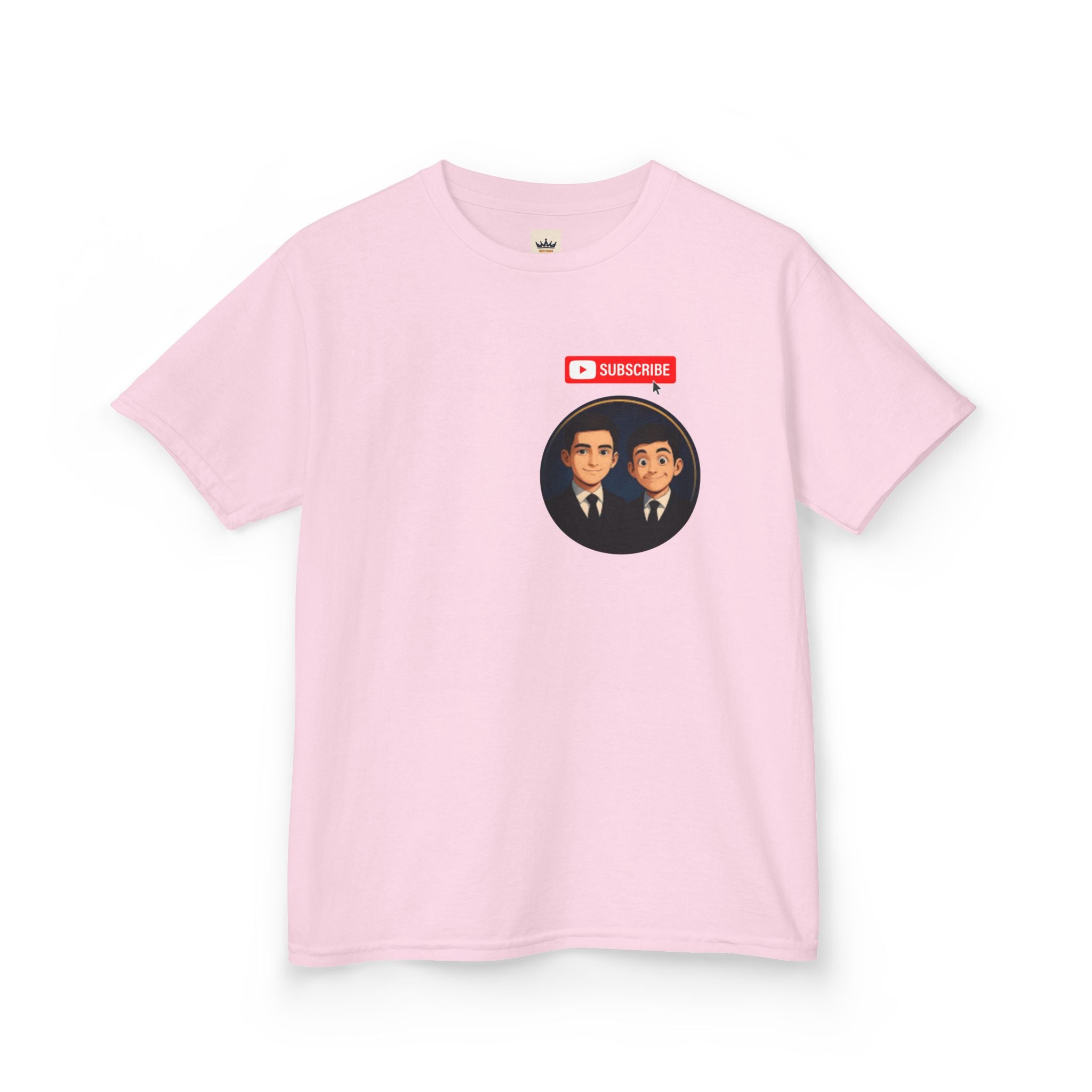 Kids Tee — Cute Cartoon Duo with "Subscribe" Badge (YouTube Fan Gift)
