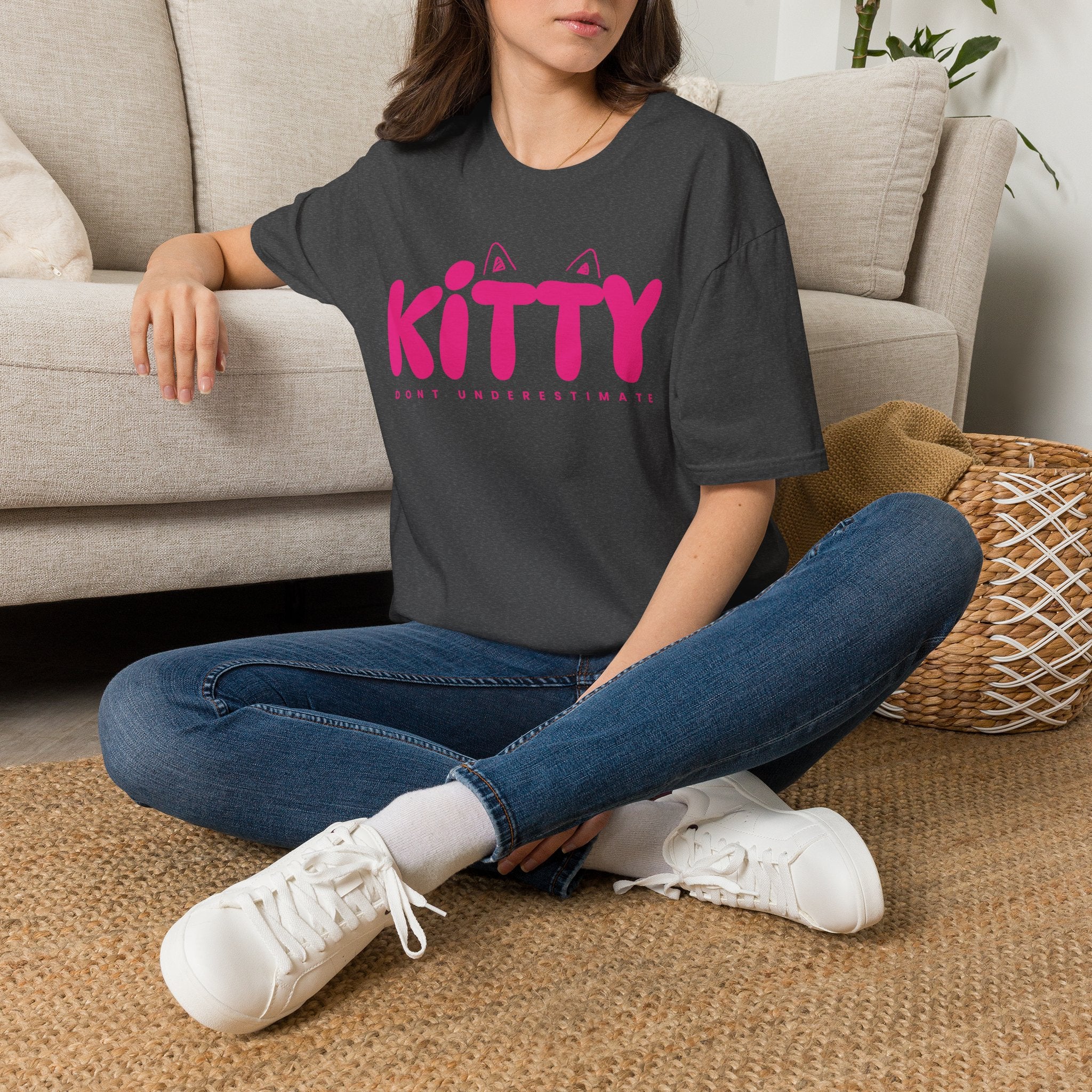 Kitty "Don't Underestimate Me" T-Shirt — Cute Pink Cat Graphic Tee