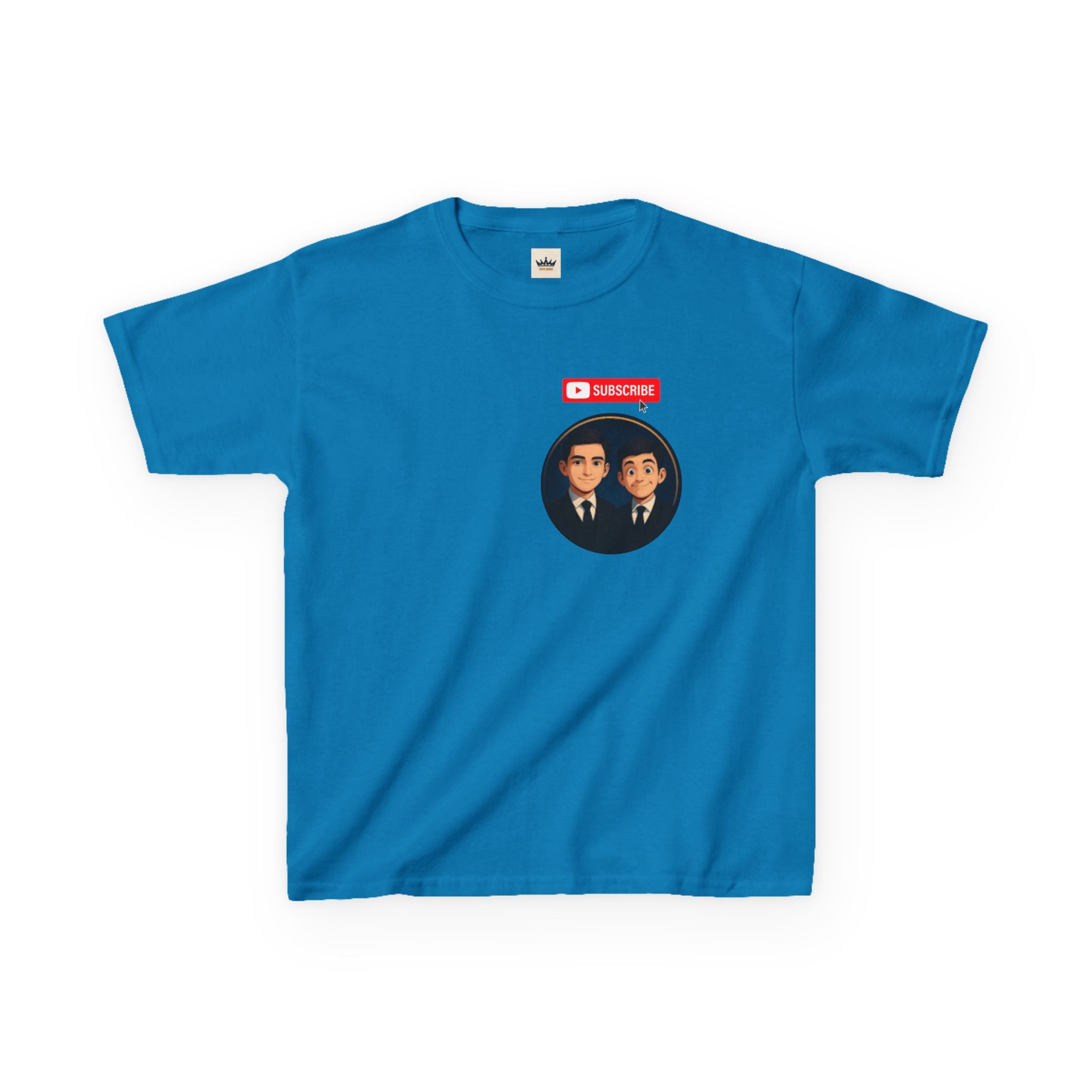 Kids Tee — Cute Cartoon Duo with "Subscribe" Badge (YouTube Fan Gift)
