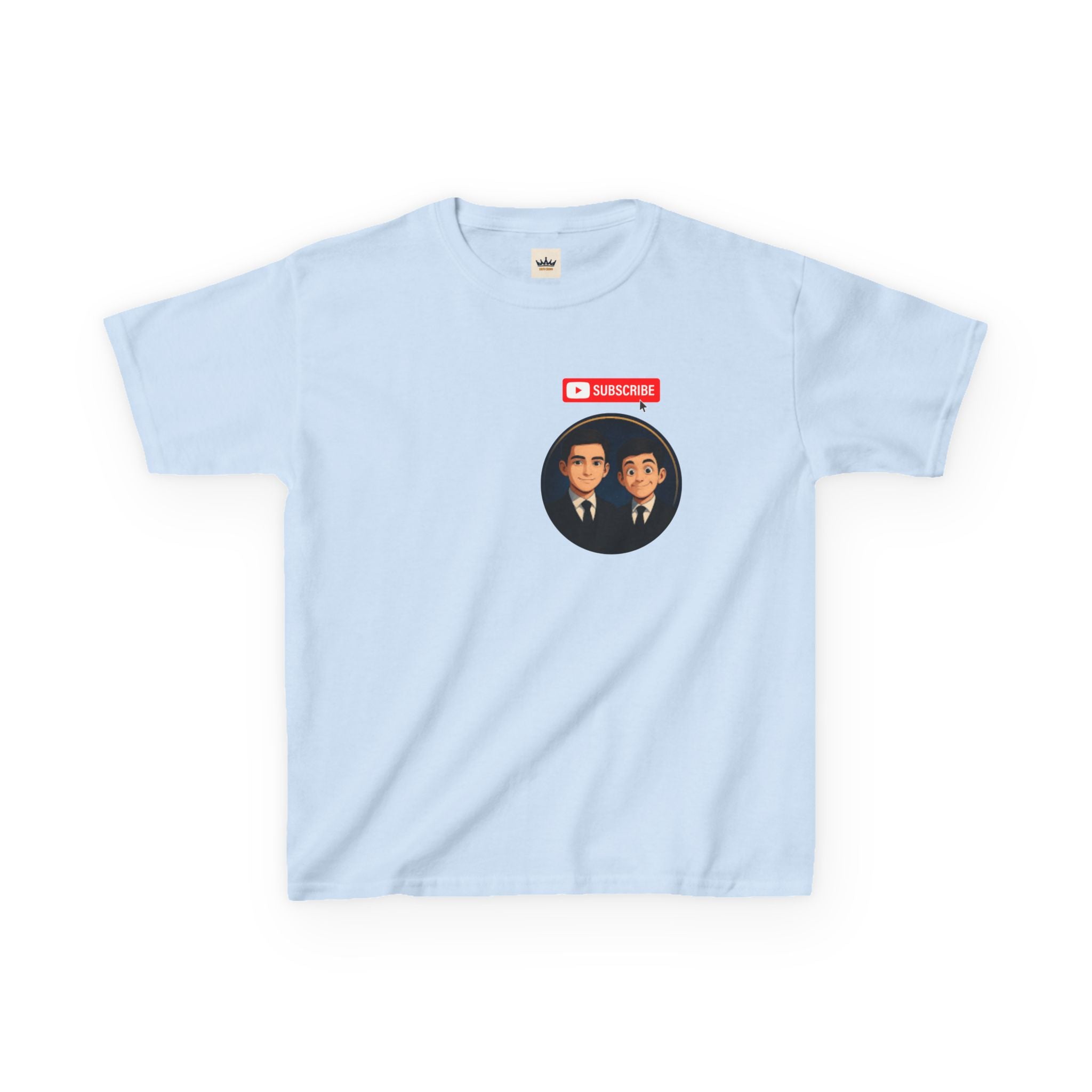 Kids Tee — Cute Cartoon Duo with "Subscribe" Badge (YouTube Fan Gift)