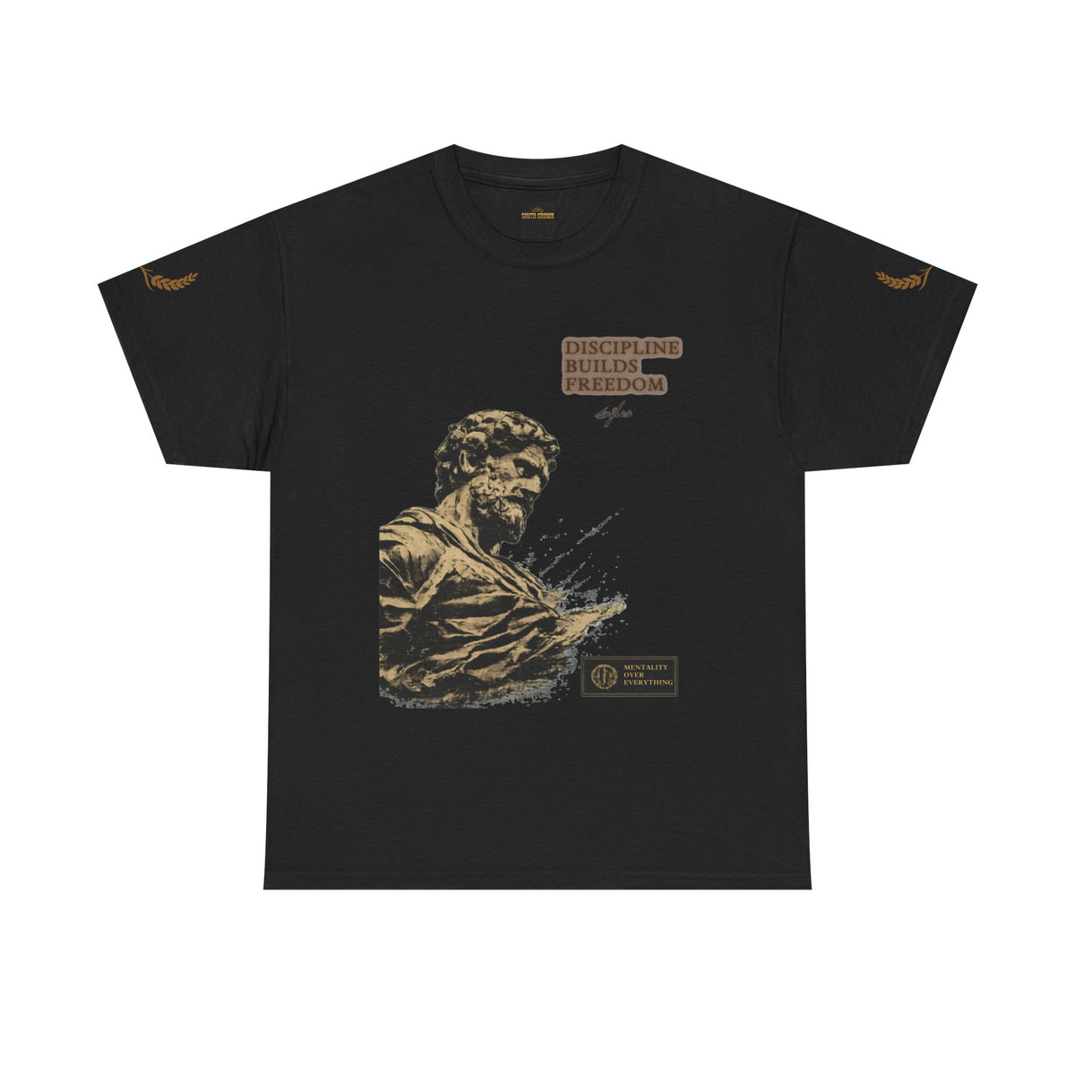 Motivational Statue Graphic Tee — "Discipline Builds Freedom" Inspirational Shirt