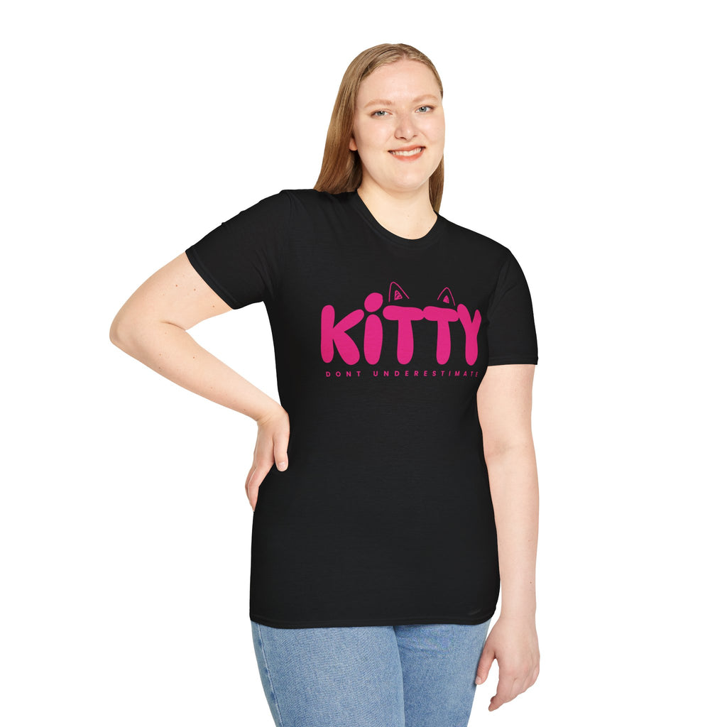 Kitty "Don't Underestimate Me" T-Shirt — Cute Pink Cat Graphic Tee