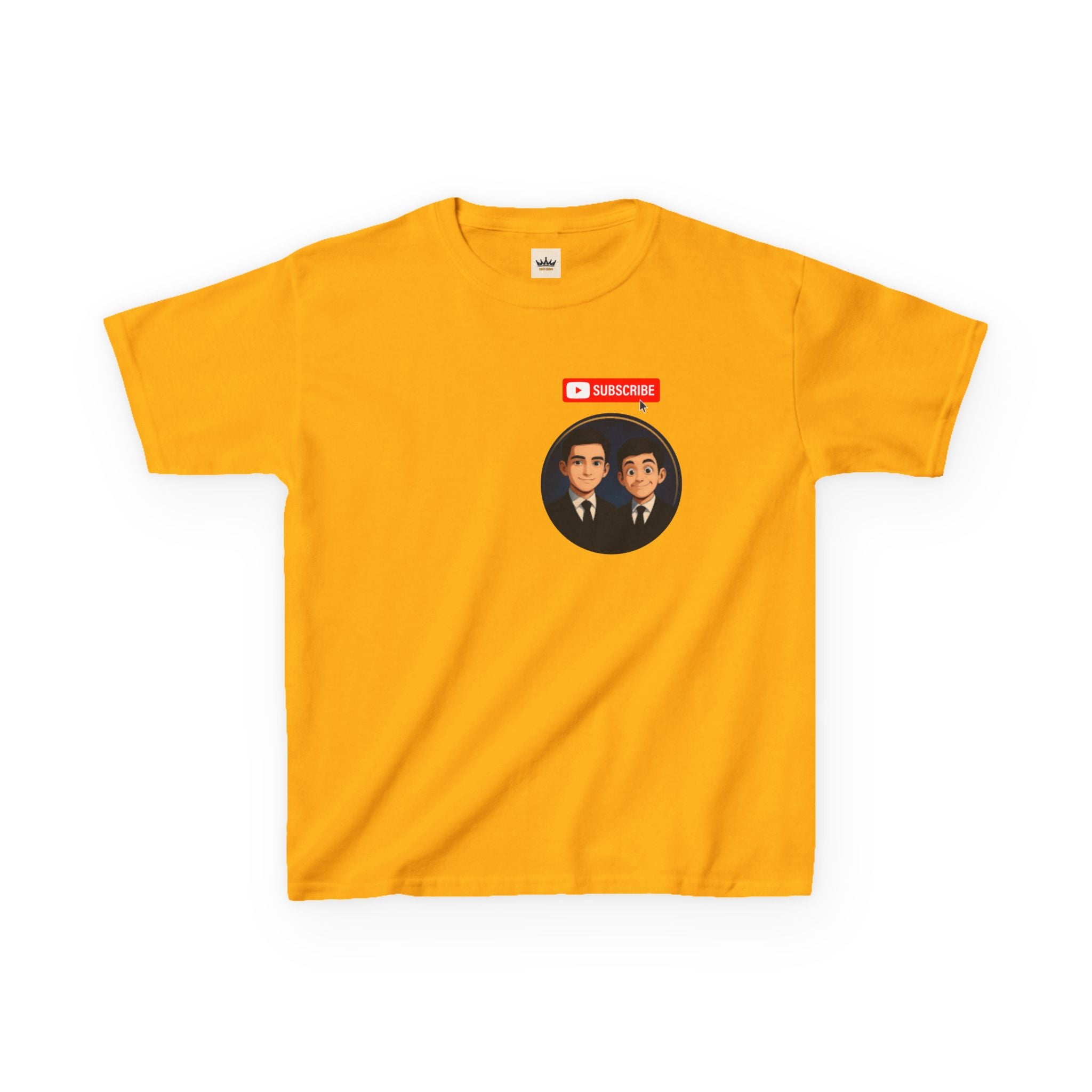 Kids Tee — Cute Cartoon Duo with "Subscribe" Badge (YouTube Fan Gift)