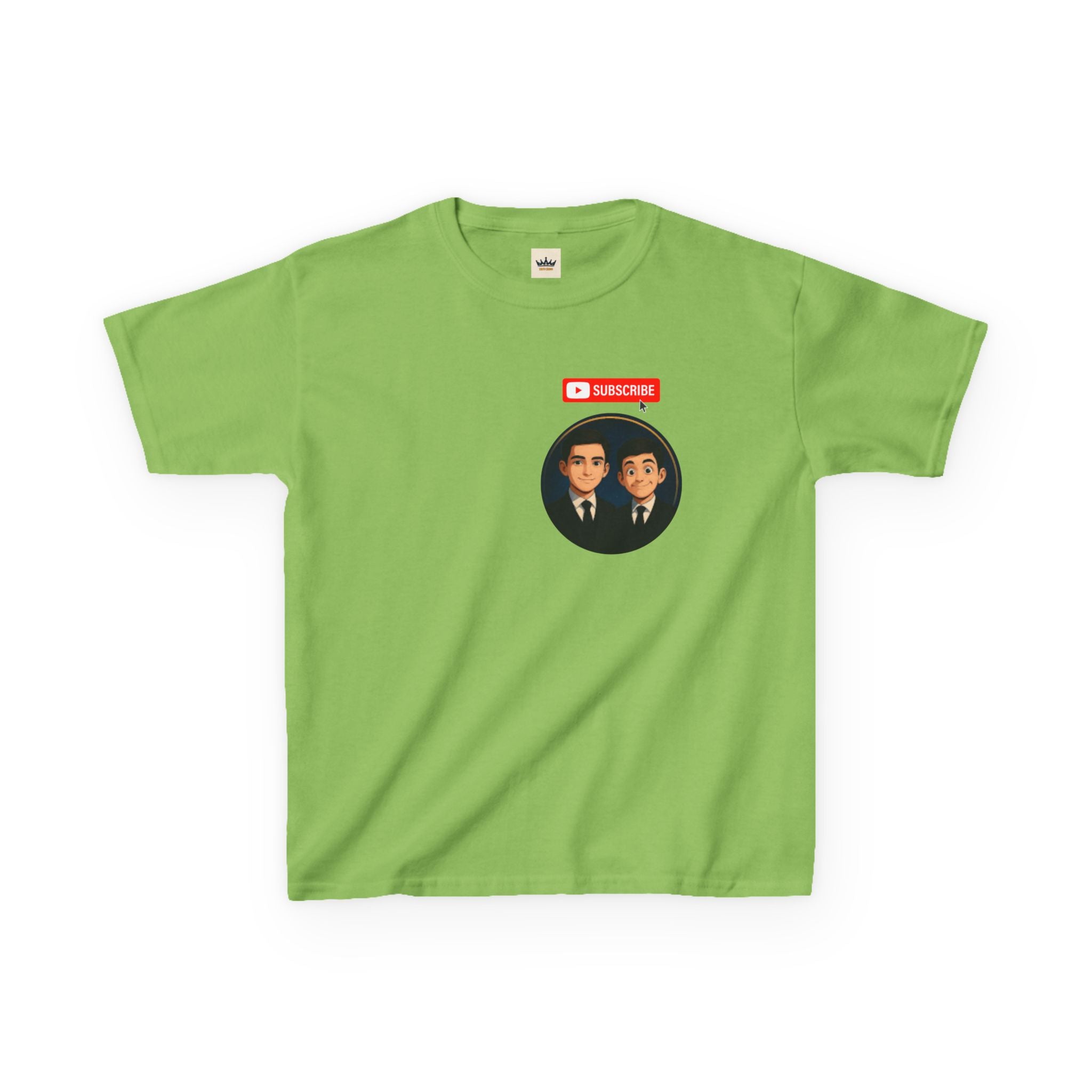 Kids Tee — Cute Cartoon Duo with "Subscribe" Badge (YouTube Fan Gift)