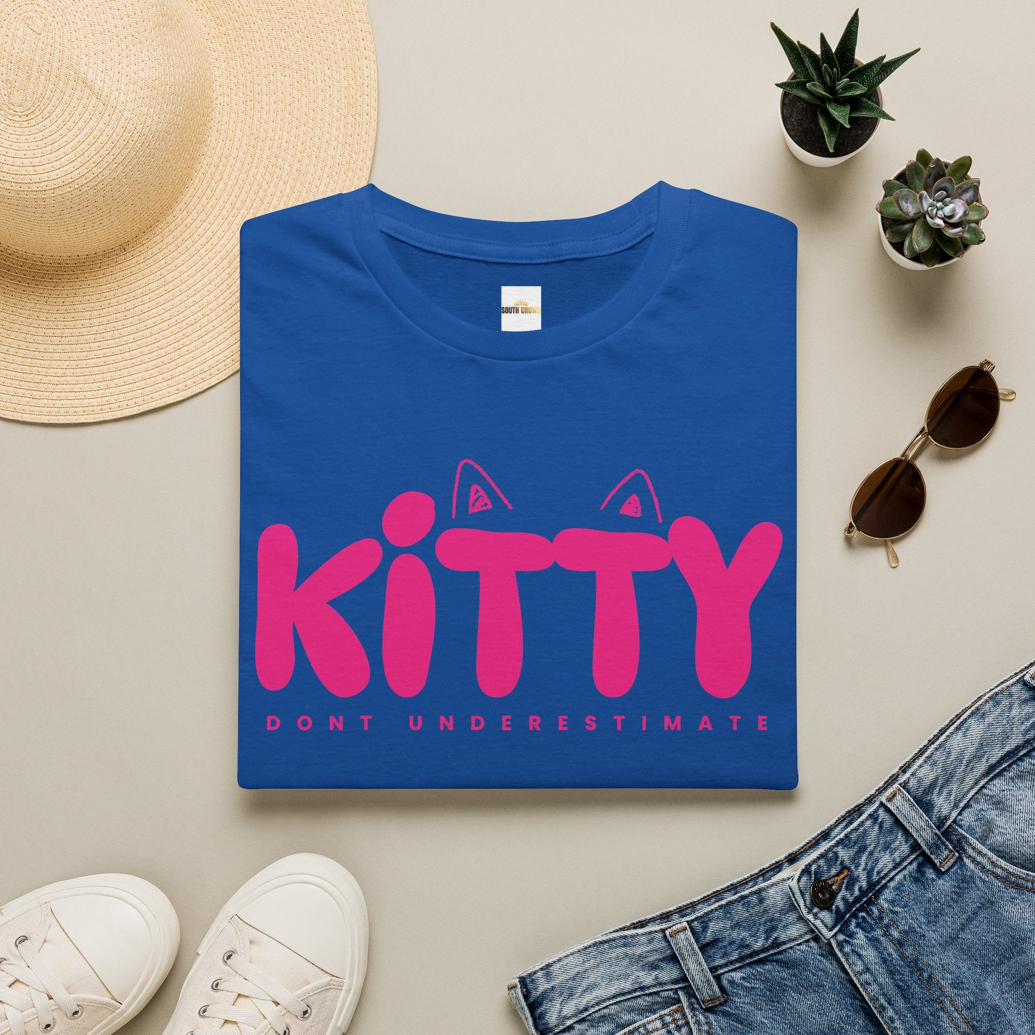 Kitty "Don't Underestimate Me" T-Shirt — Cute Pink Cat Graphic Tee
