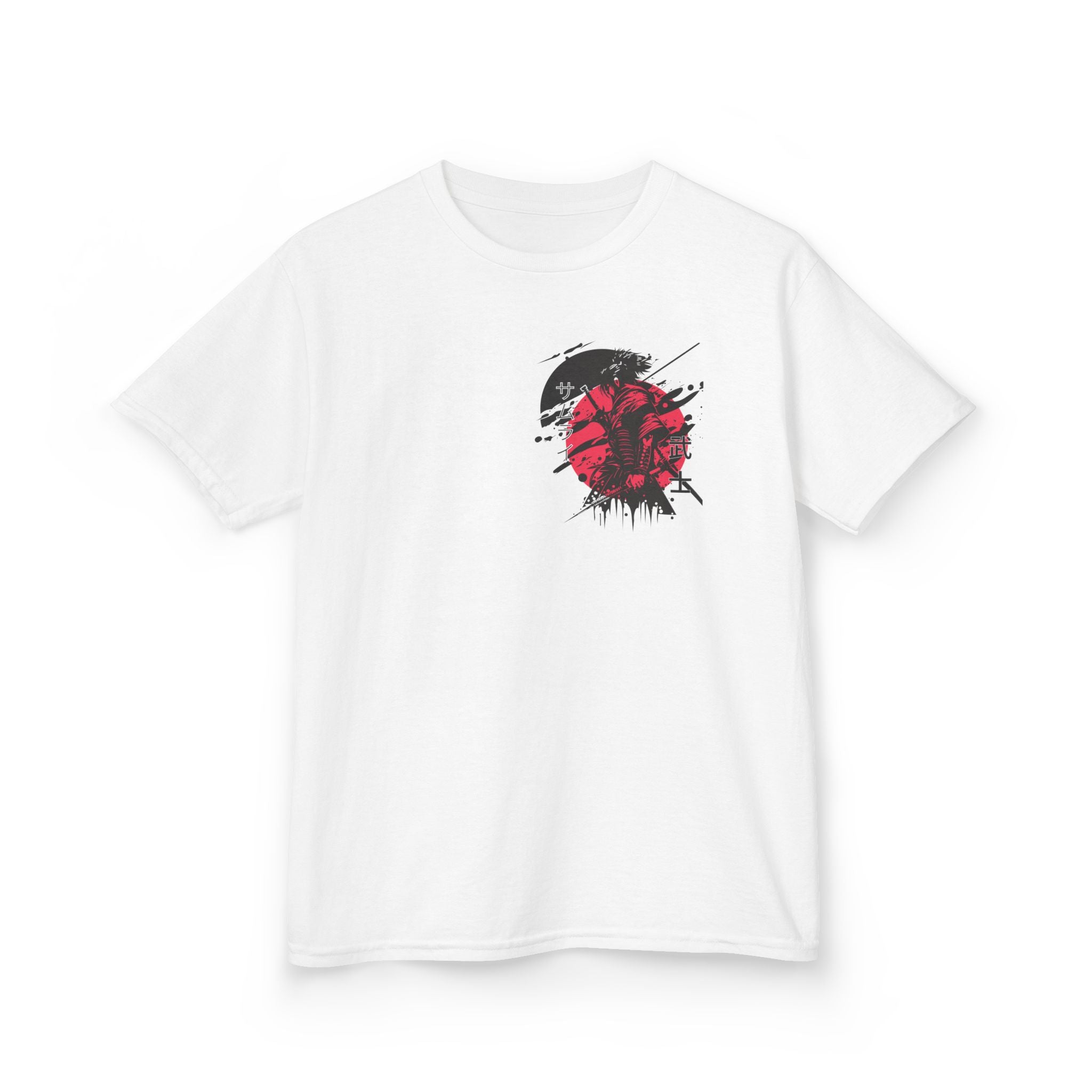 Kids Samurai T‑Shirt — Red Sun Anime Warrior Graphic Tee