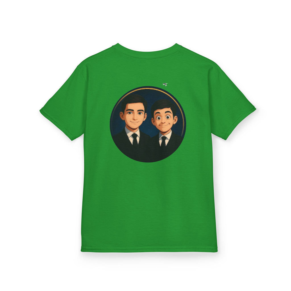 Kids Tee — Cute Cartoon Duo with "Subscribe" Badge (YouTube Fan Gift)