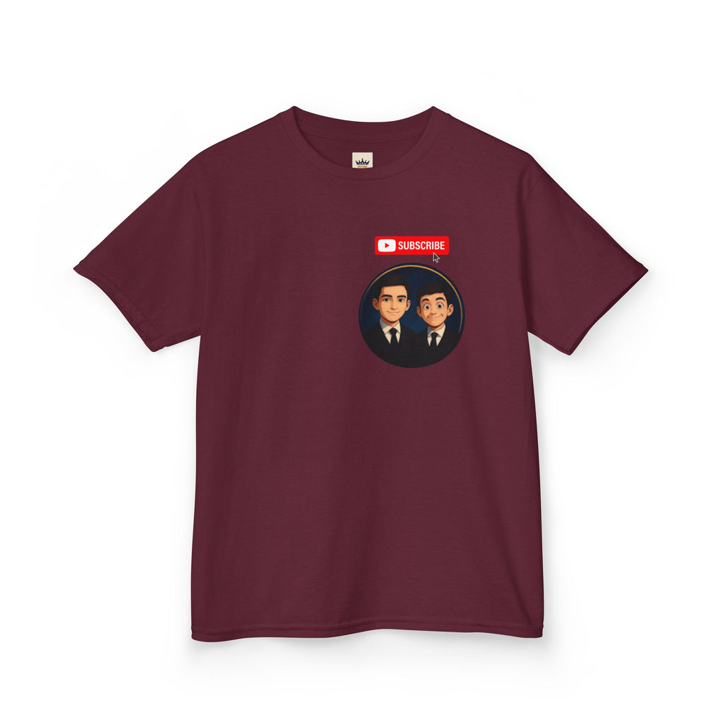 Kids Tee — Cute Cartoon Duo with "Subscribe" Badge (YouTube Fan Gift)
