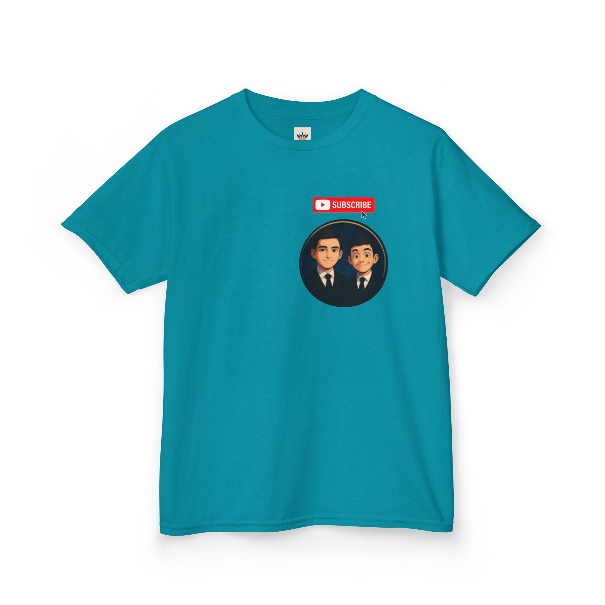 Kids Tee — Cute Cartoon Duo with "Subscribe" Badge (YouTube Fan Gift)