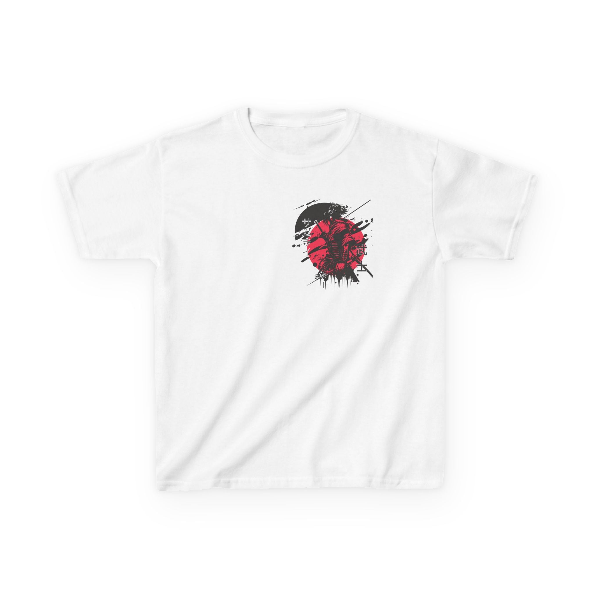 Kids Samurai T‑Shirt — Red Sun Anime Warrior Graphic Tee