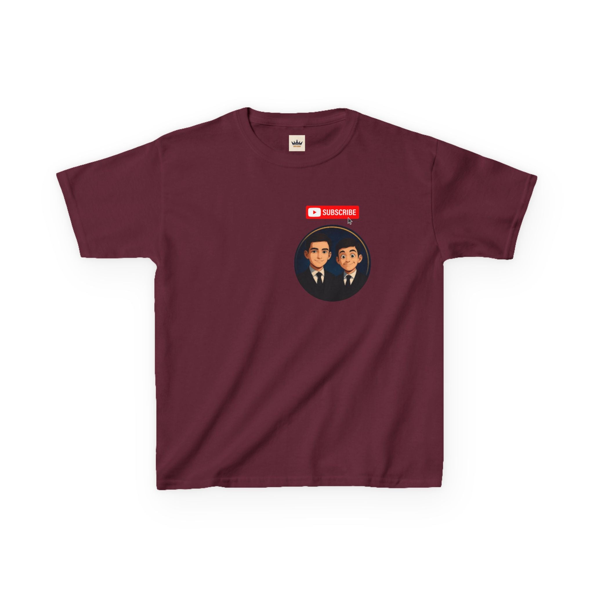 Kids Tee — Cute Cartoon Duo with "Subscribe" Badge (YouTube Fan Gift)