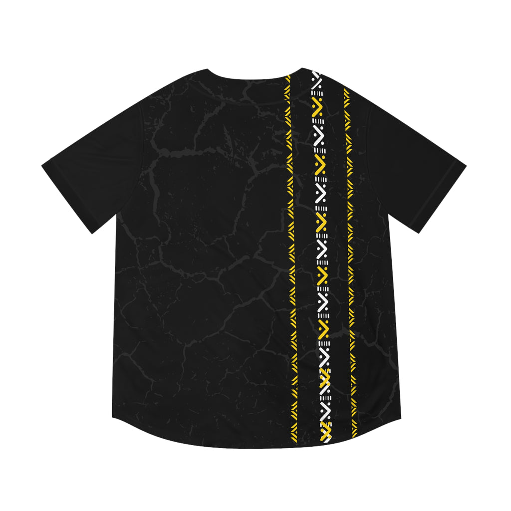 Baseball Jersey — 'Never Give Up' Motivational Black & Yellow All-Over Print