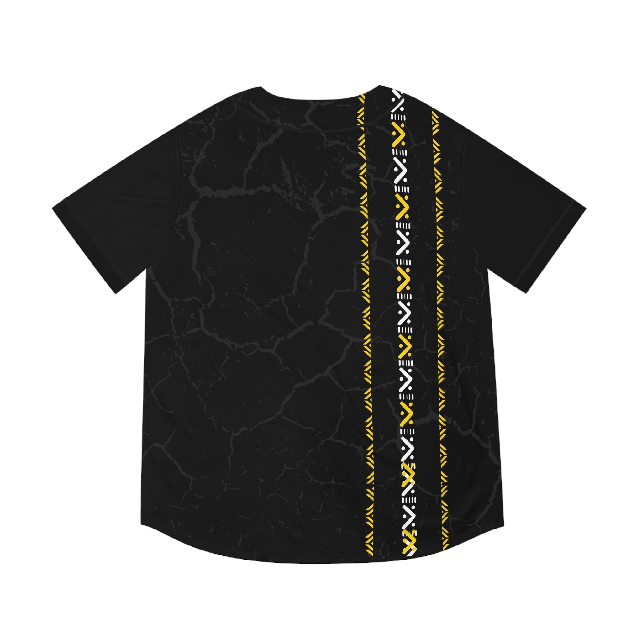Baseball Jersey — 'Never Give Up' Motivational Black & Yellow All-Over Print