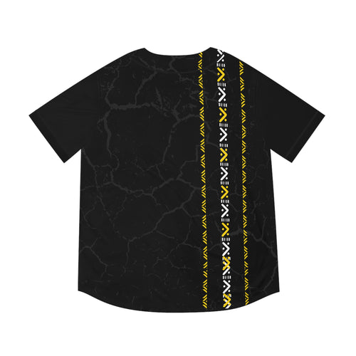 Baseball Jersey — 'Never Give Up' Motivational Black & Yellow All-Over Print