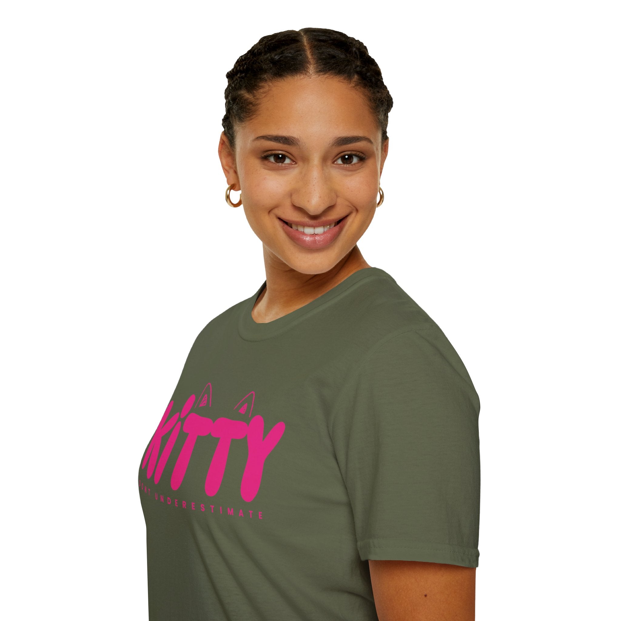 Kitty "Don't Underestimate Me" T-Shirt — Cute Pink Cat Graphic Tee