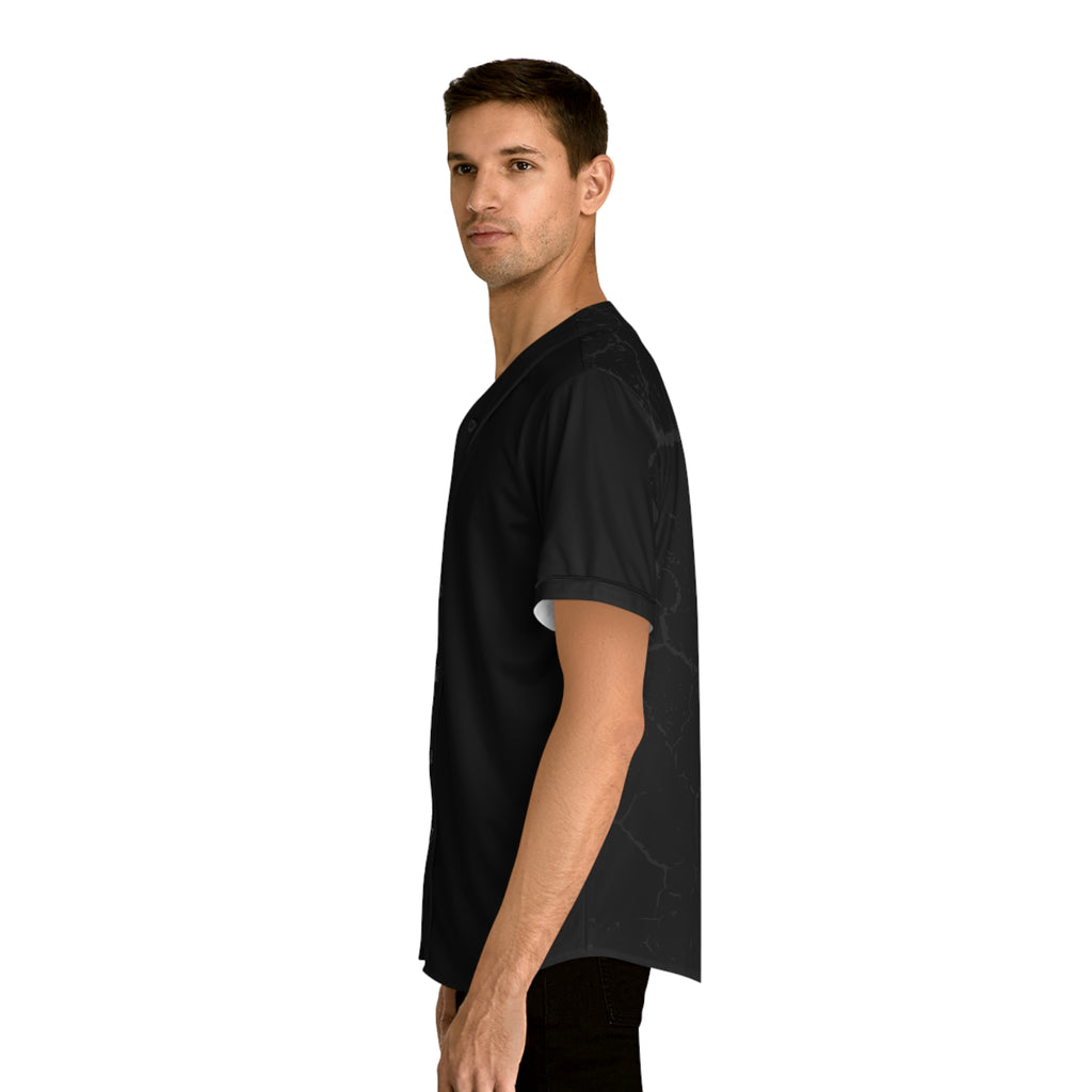 Baseball Jersey — 'Never Give Up' Motivational Black & Yellow All-Over Print